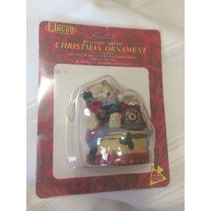 Eluceo Hand Painted‎ BEAR w/ PHONE Christmas tree Ornament Electronic ringing